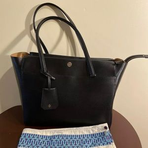 Tory Burch Large Black Leather Parker Tote 37169